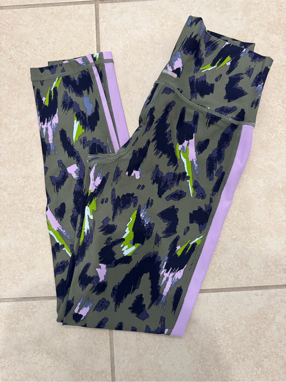 aerie Olive, Lavender & Lime Abstract Athletic Leggings